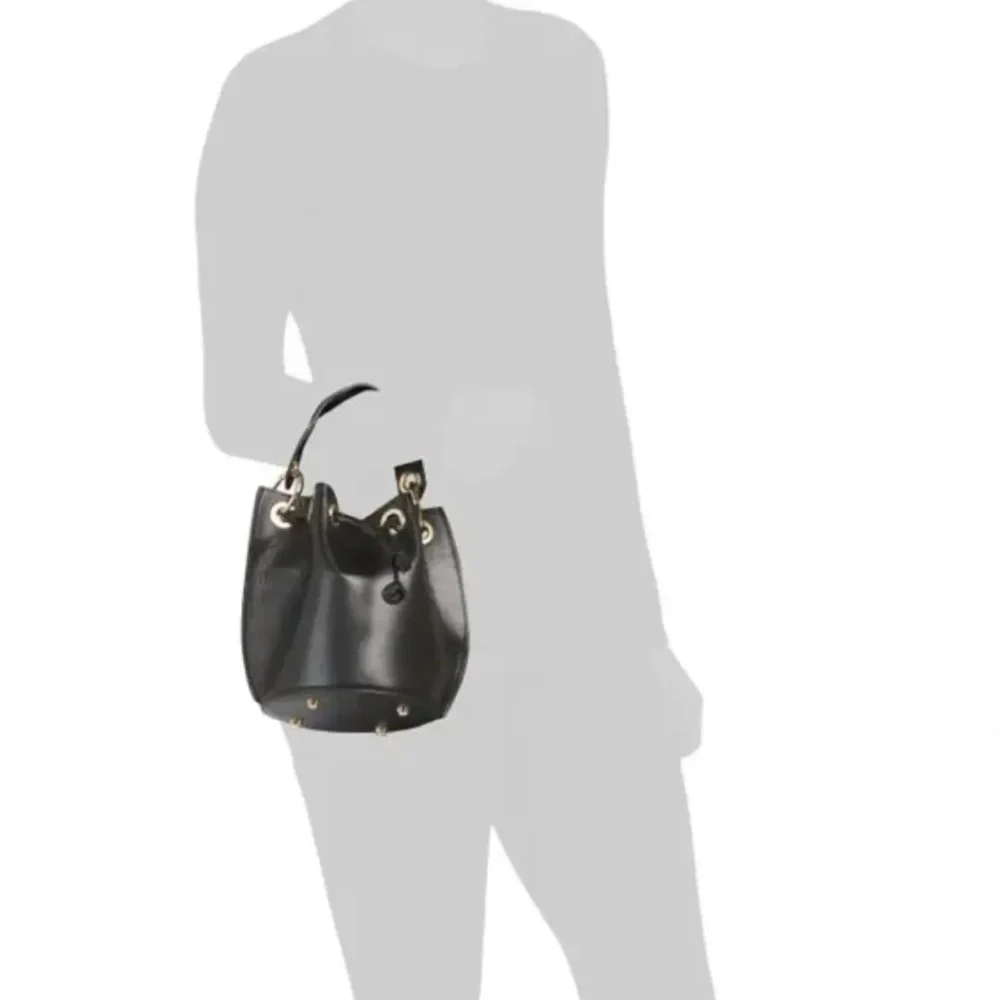 HOUSE OF HARLOW Original 1960 100% Leather Bucket Crossbody Drawstring Bag